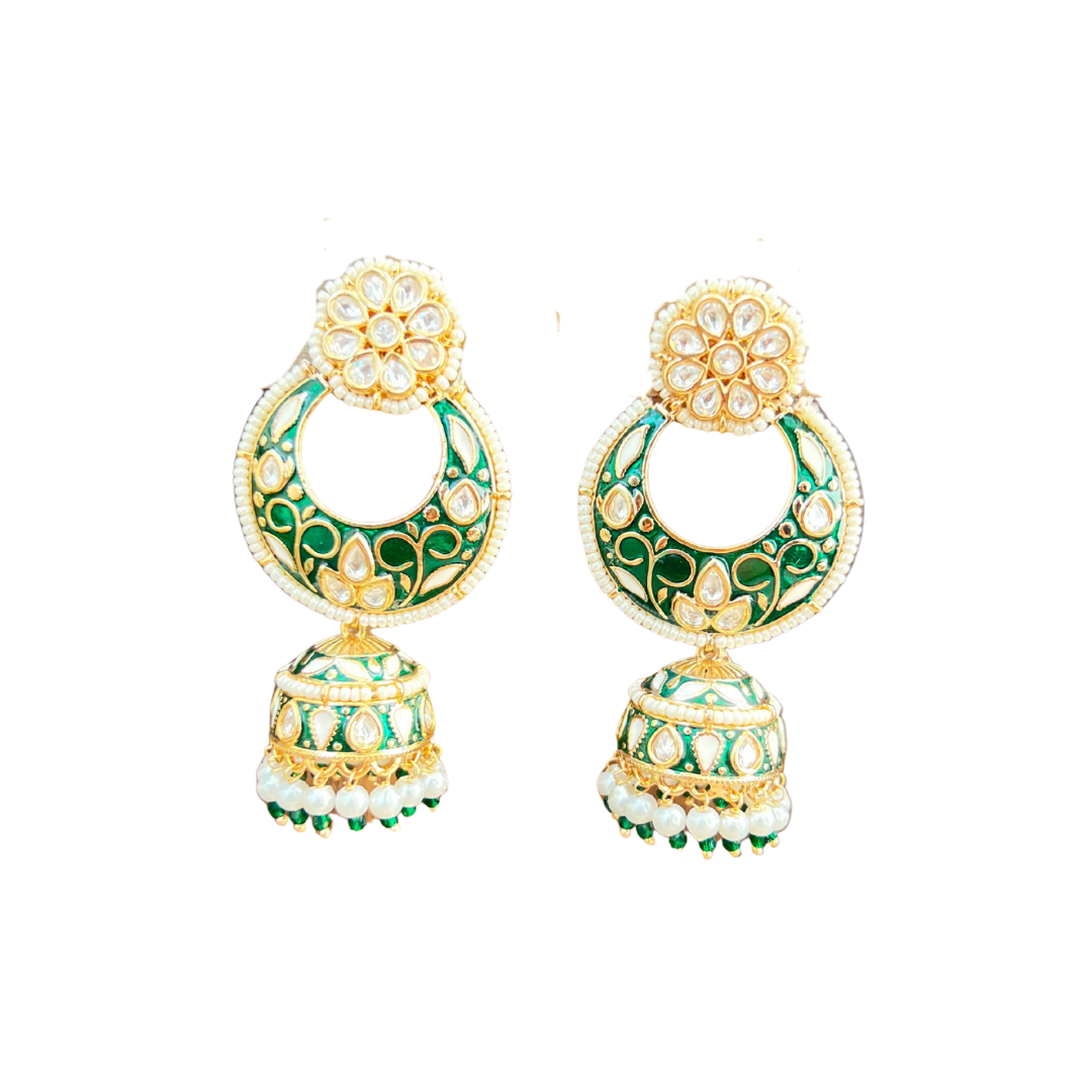 The Emerald Meenakari Chandbalis