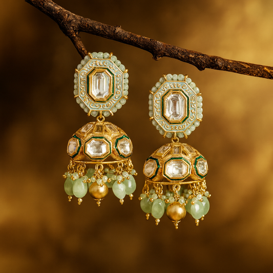 The Meadow Mint Jhumkas