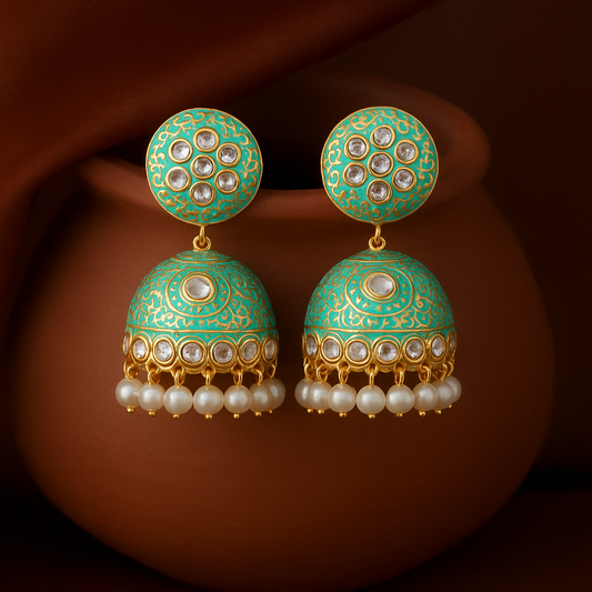 The Turquoise Blossom Jhumkas