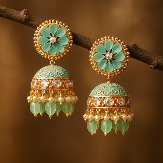 The Mint Bloom Jhumkas