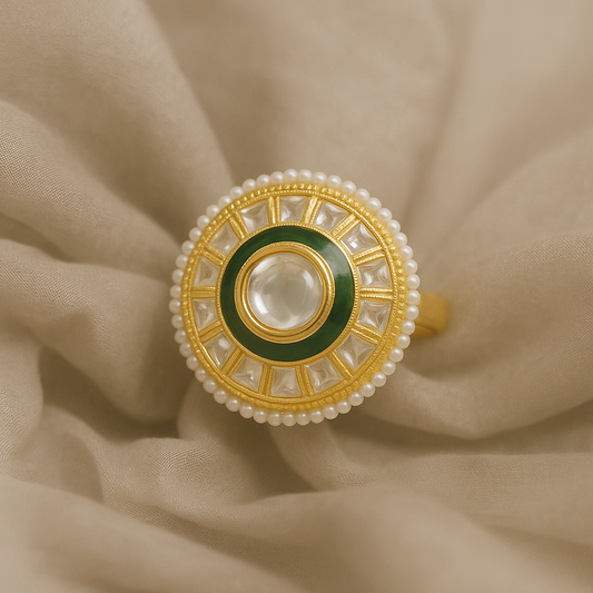 The Regal Emerald Kundan Ring
