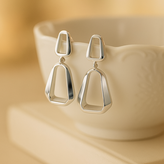 The Nova Frame Earrings - Silver Edition