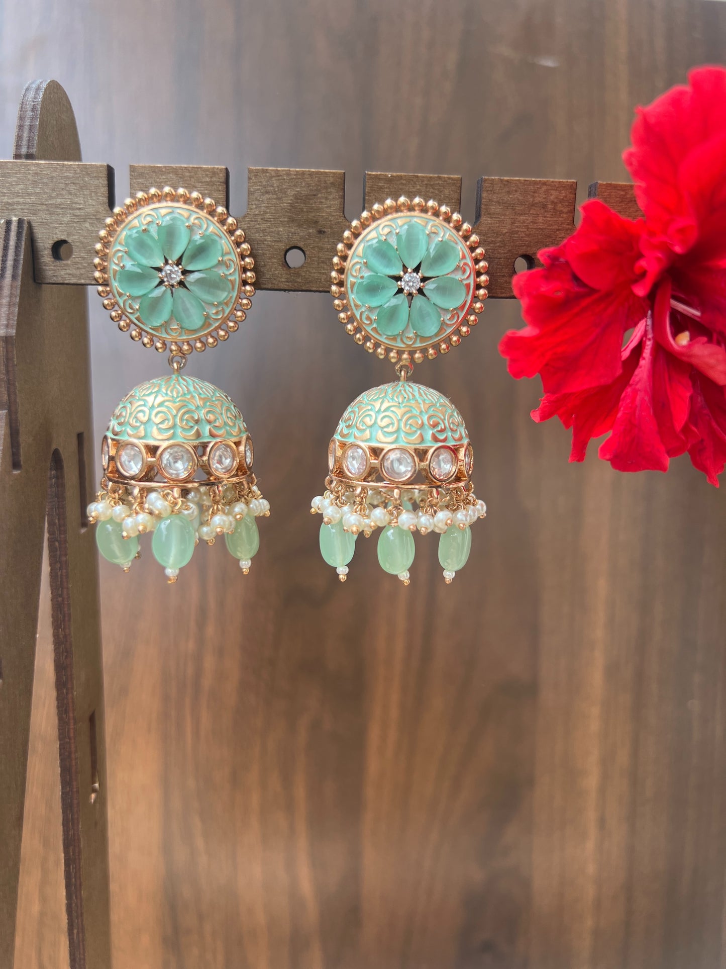 The Mint Bloom Jhumkas