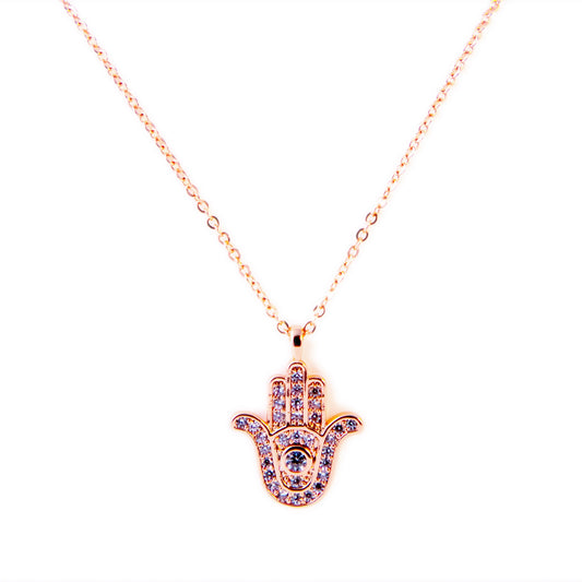 The Guardian Palm Necklace-Rose Gold