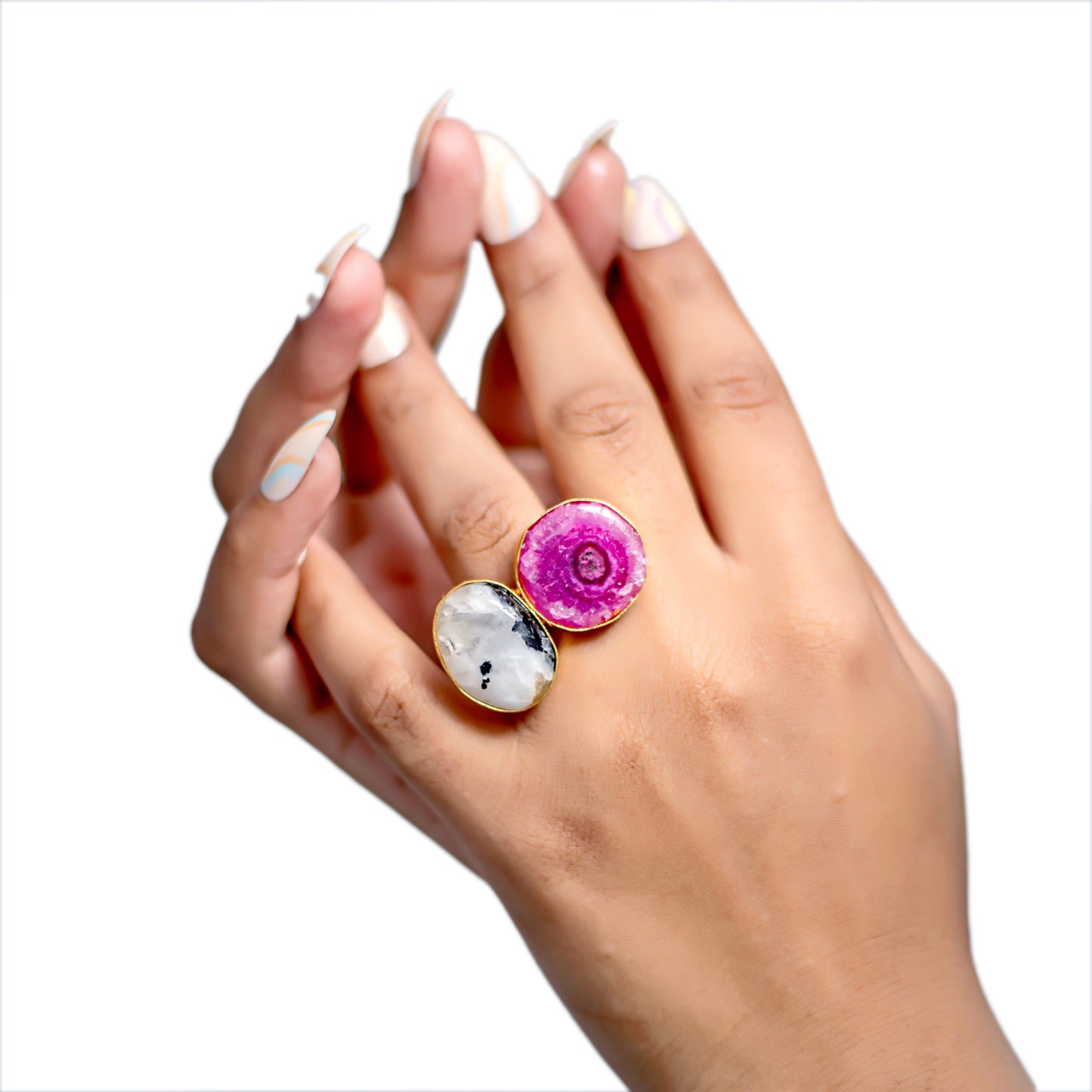 The Celestia Duo Rings - Mageneta & Cream