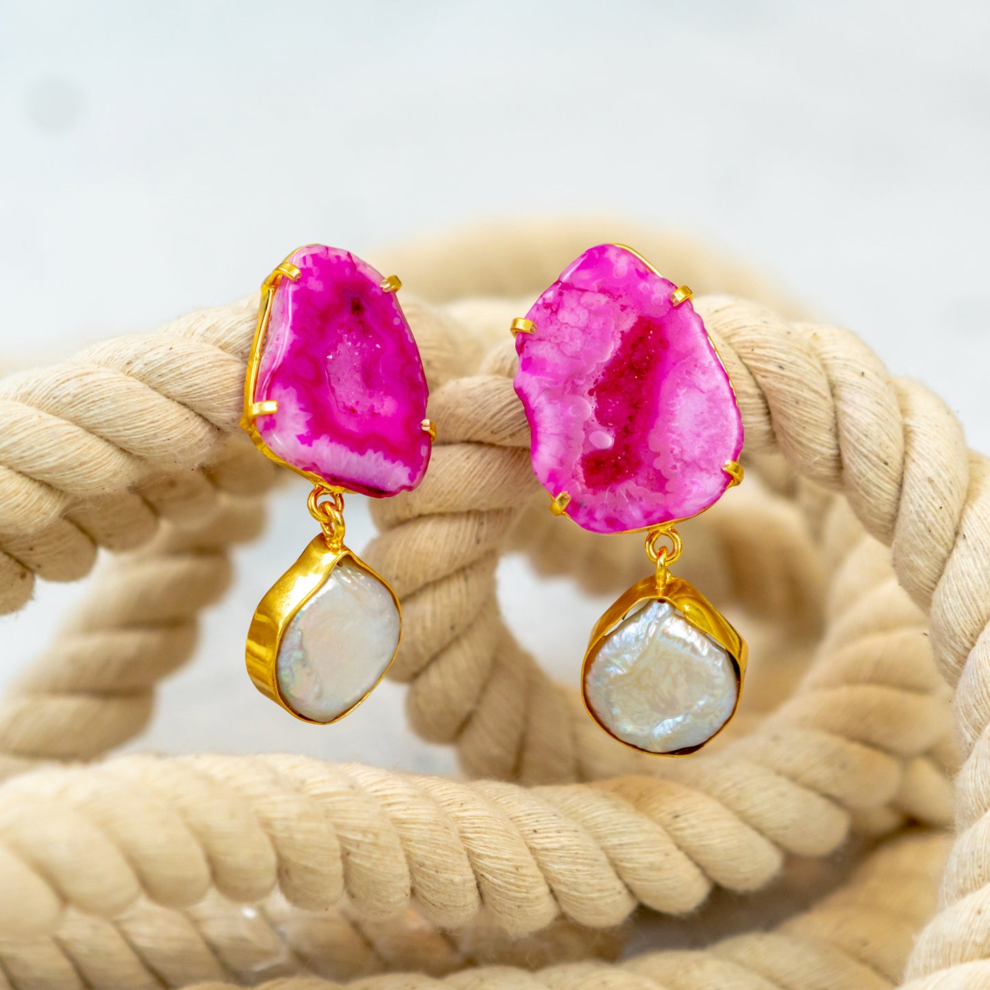 The Gemdrop Radiance Earrings - Hot pink