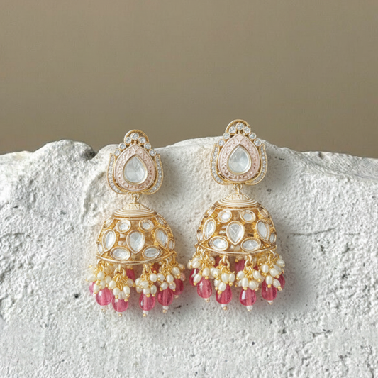 The Blush Rosé Polki Dome Earrings