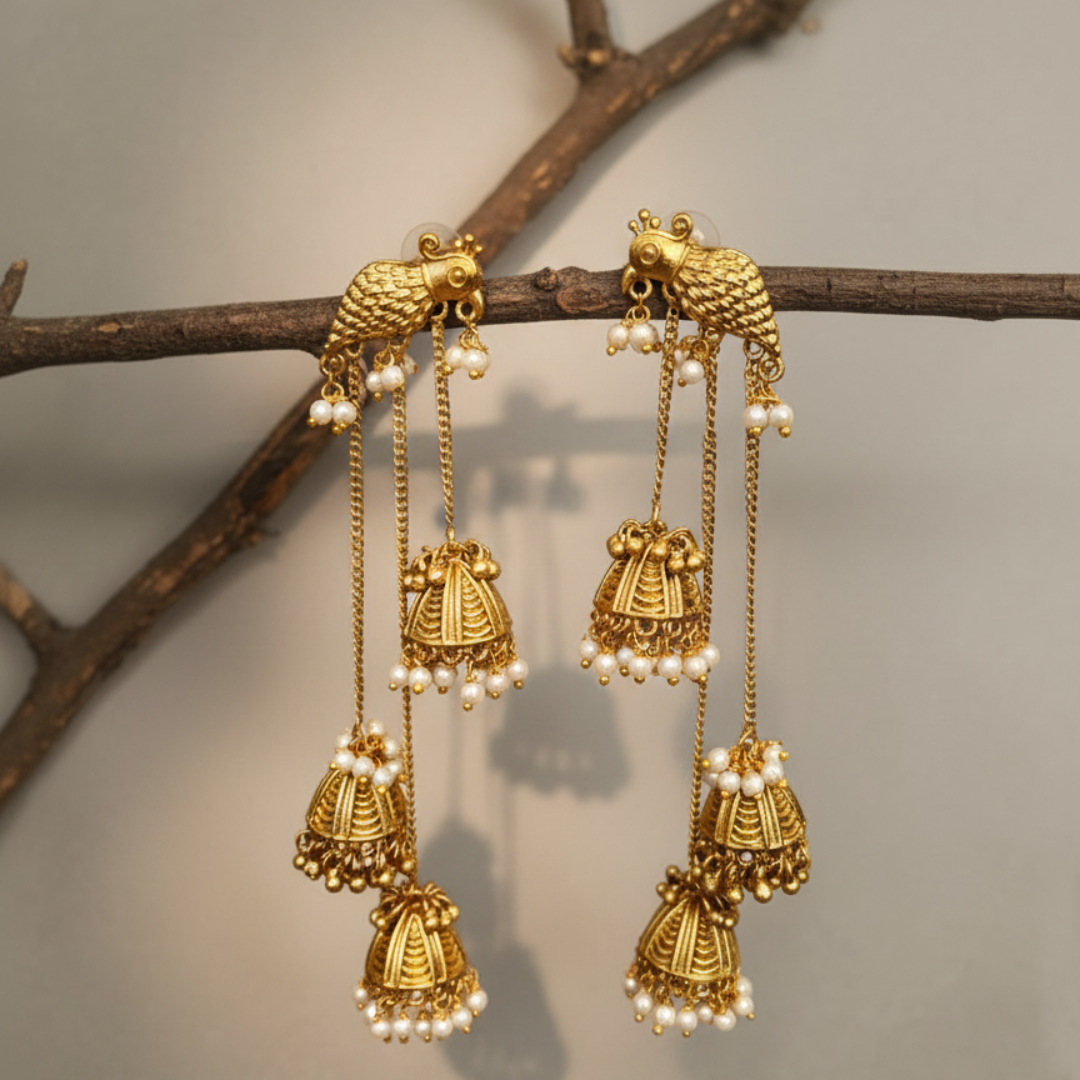 Golden Bird Tassel Earrings