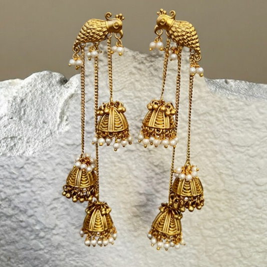 Golden Bird Tassel Earrings