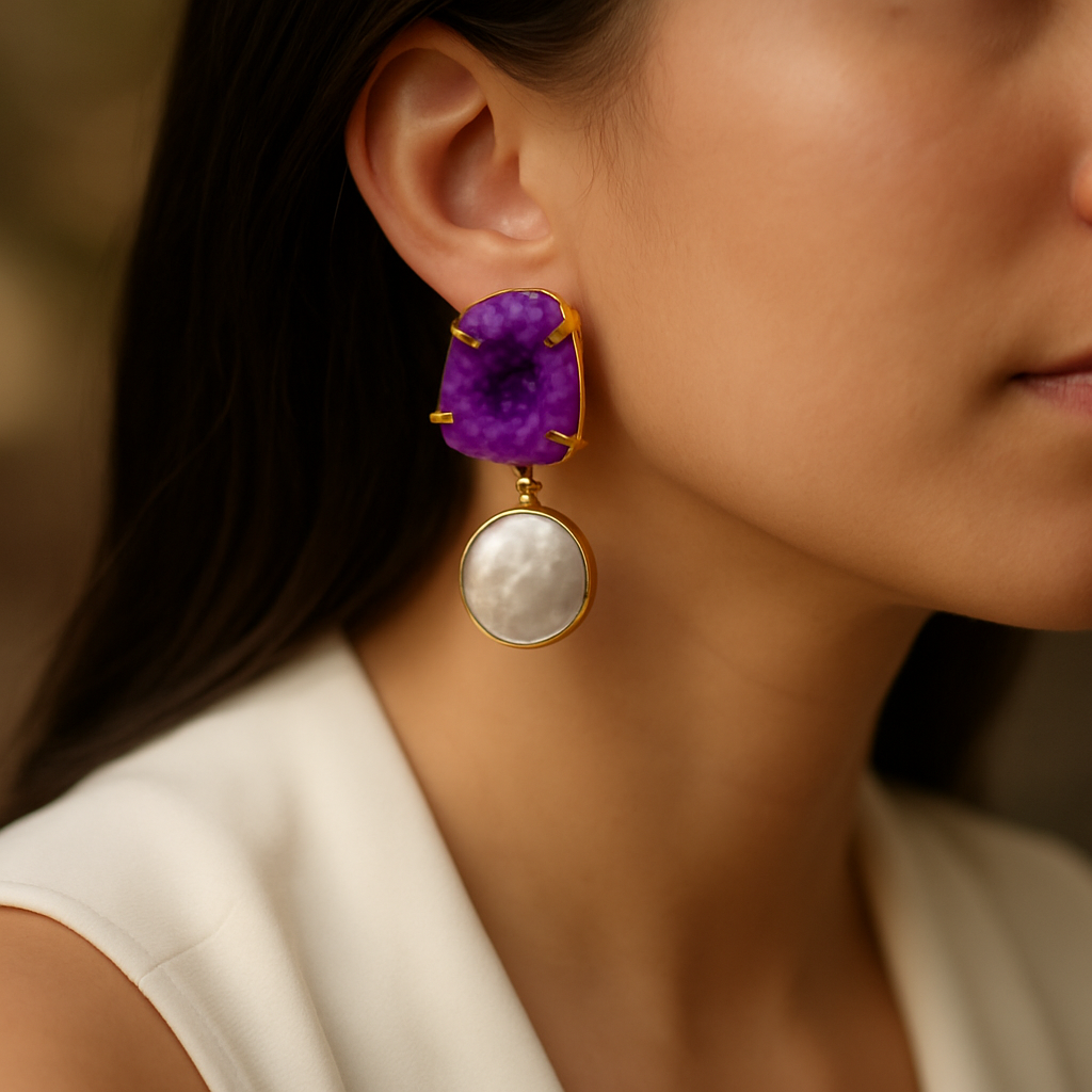 The Gemdrop Radiance Earrings - Purple