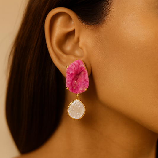 The Gemdrop Radiance Earrings - Hot pink