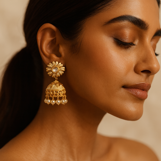 The Golden Blossom Jhumkas