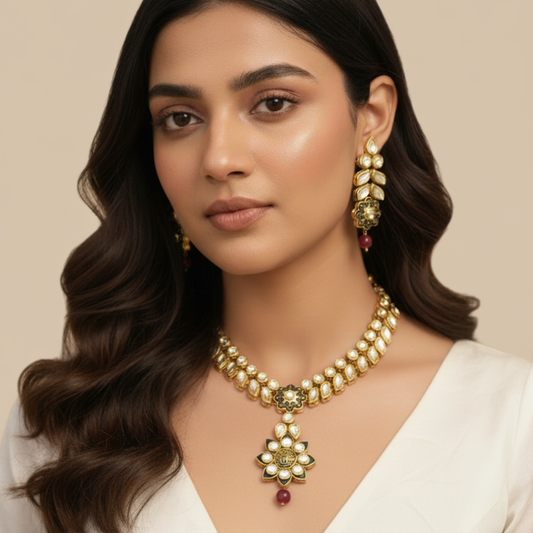 The Rajwada Blossom Kundan Set