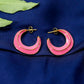 Chic Pink Enamel Hoop Earrings