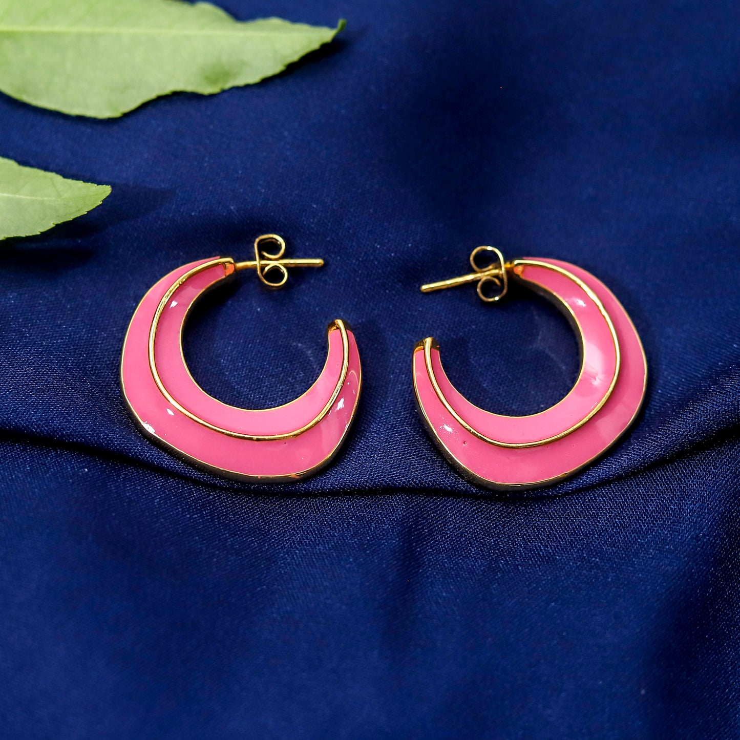 Chic Pink Enamel Hoop Earrings