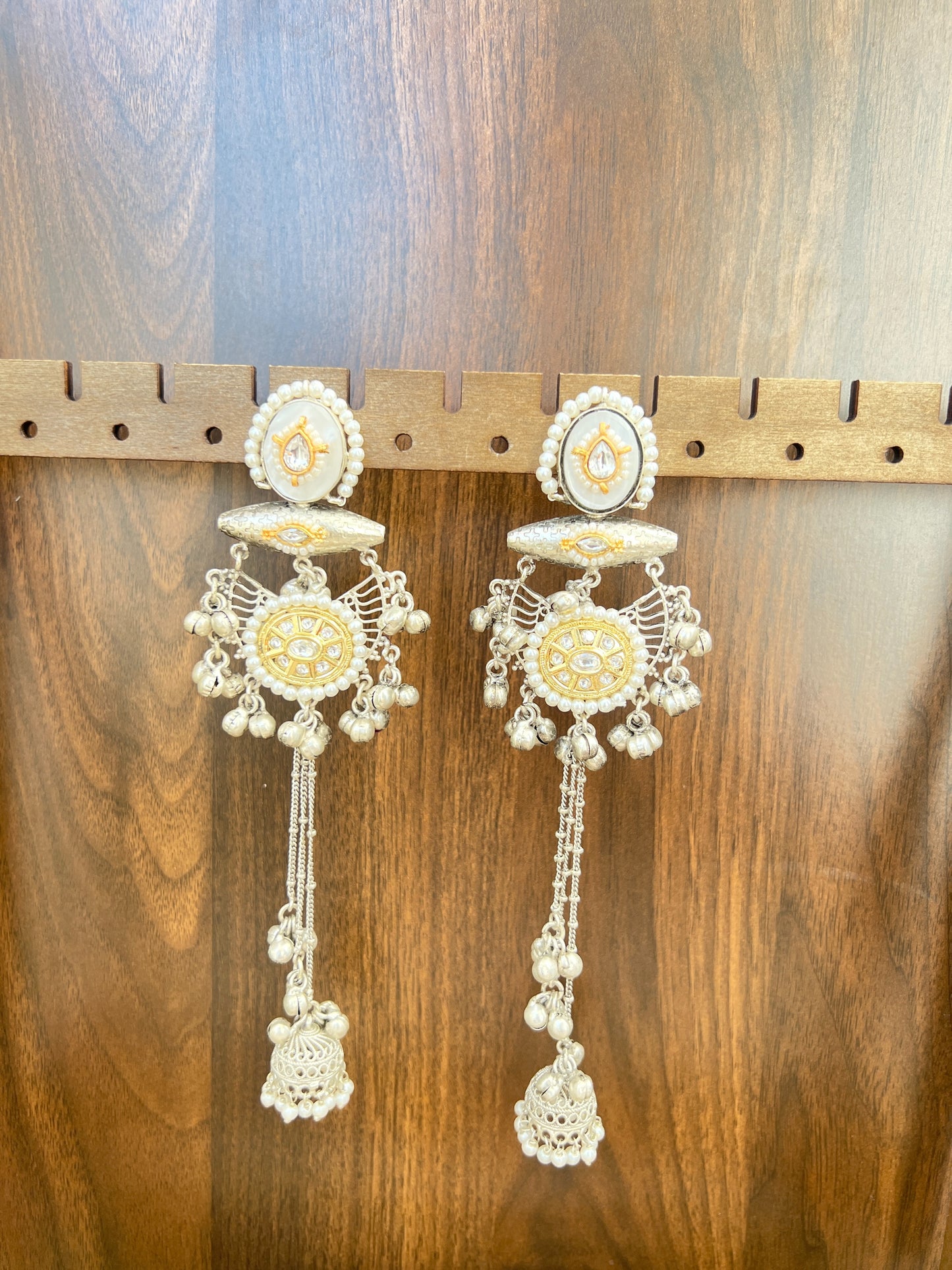 Gulnoor Silver Tassel Drops