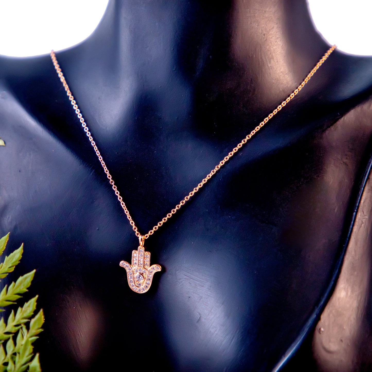 The Guardian Palm Necklace-Rose Gold