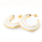Chic White Enamel Hoop Earrings