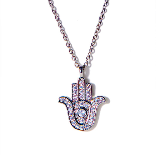 The Guardian Palm Necklace-Silver