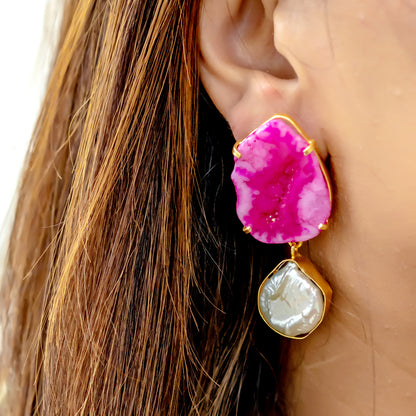 The Gemdrop Radiance Earrings - Hot pink