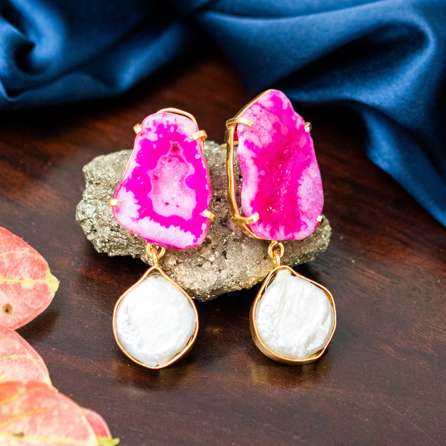 The Gemdrop Radiance Earrings - Hot pink