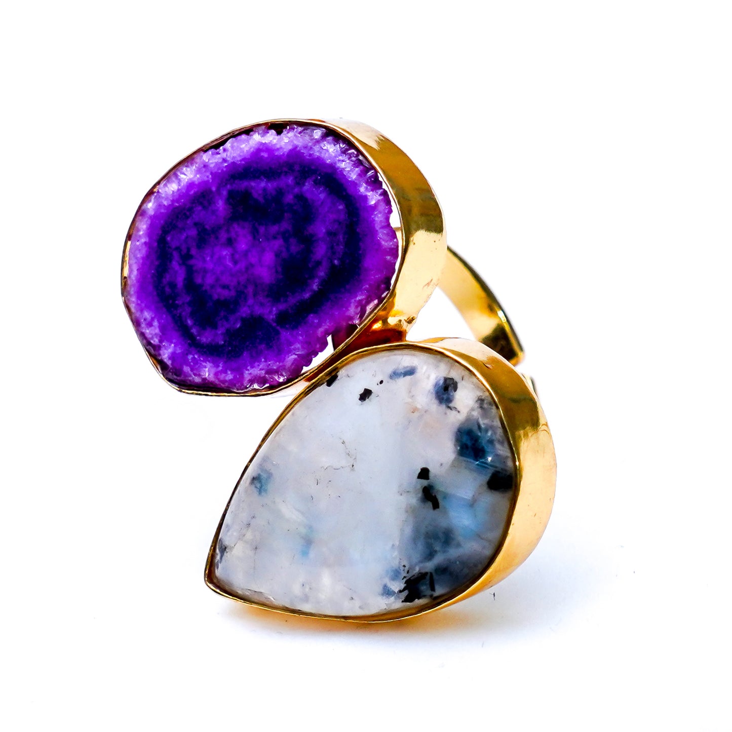 The Celestia Duo Rings-Violet & Pearl