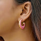 Chic Pink Enamel Hoop Earrings