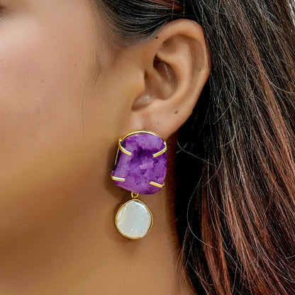 The Gemdrop Radiance Earrings - Purple
