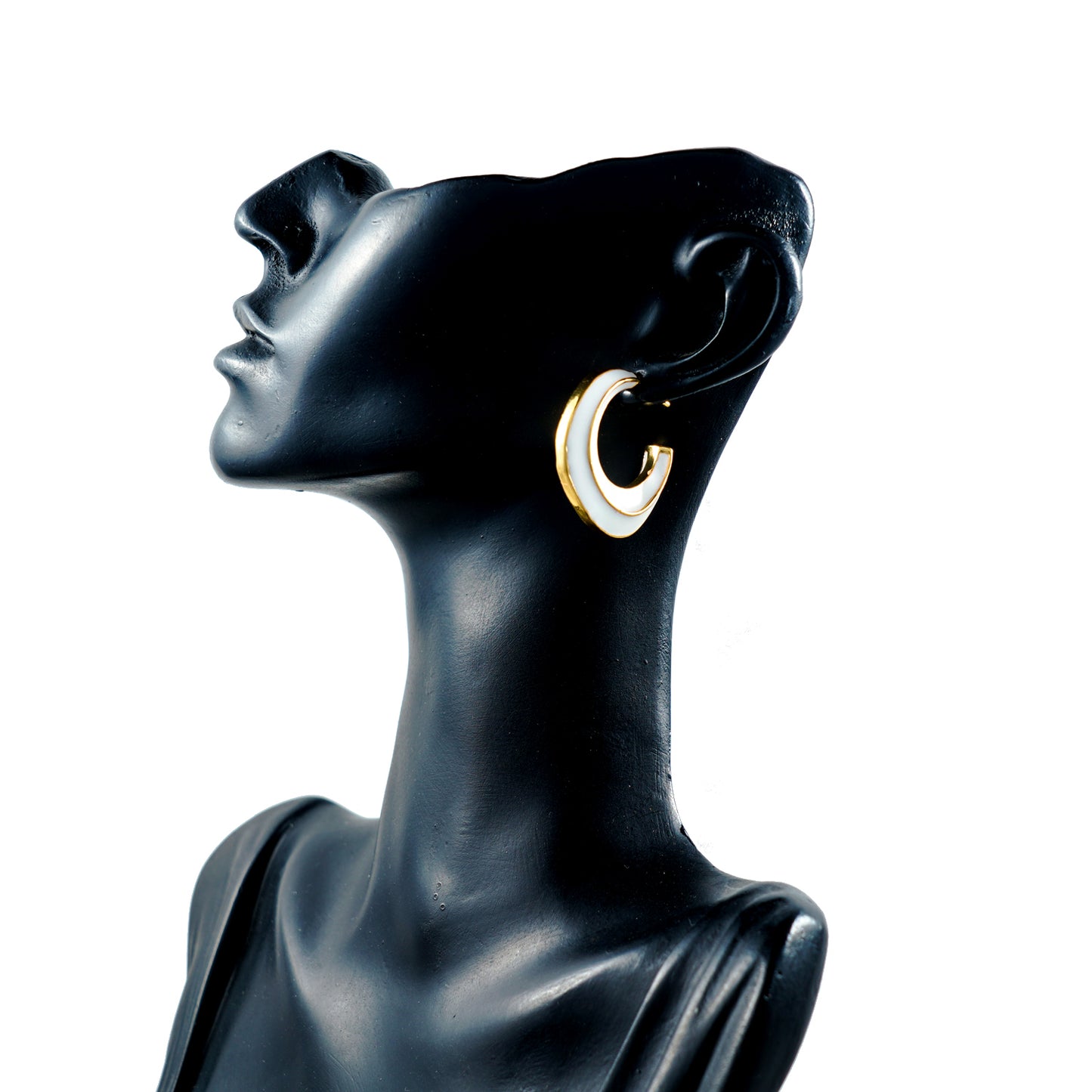 Chic White Enamel Hoop Earrings