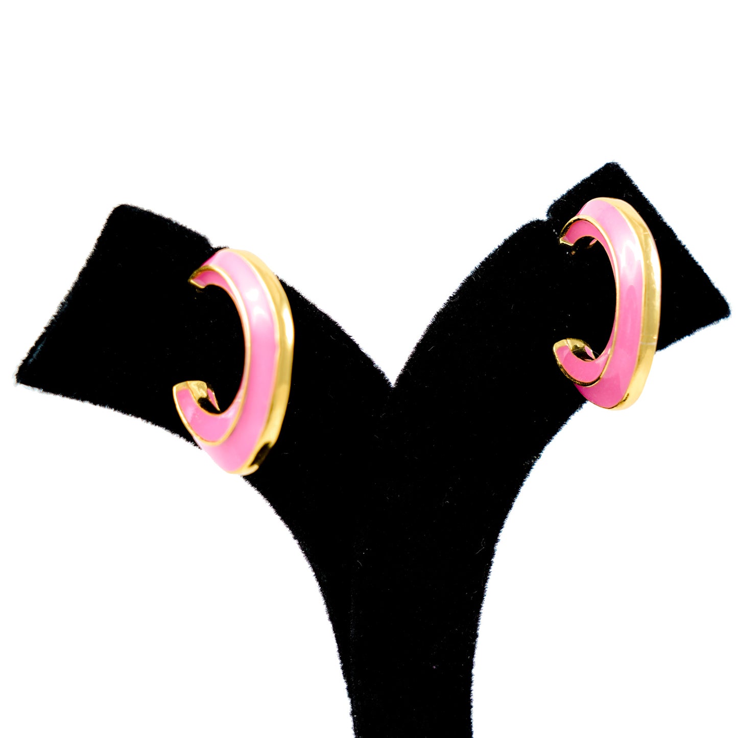 Chic Pink Enamel Hoop Earrings