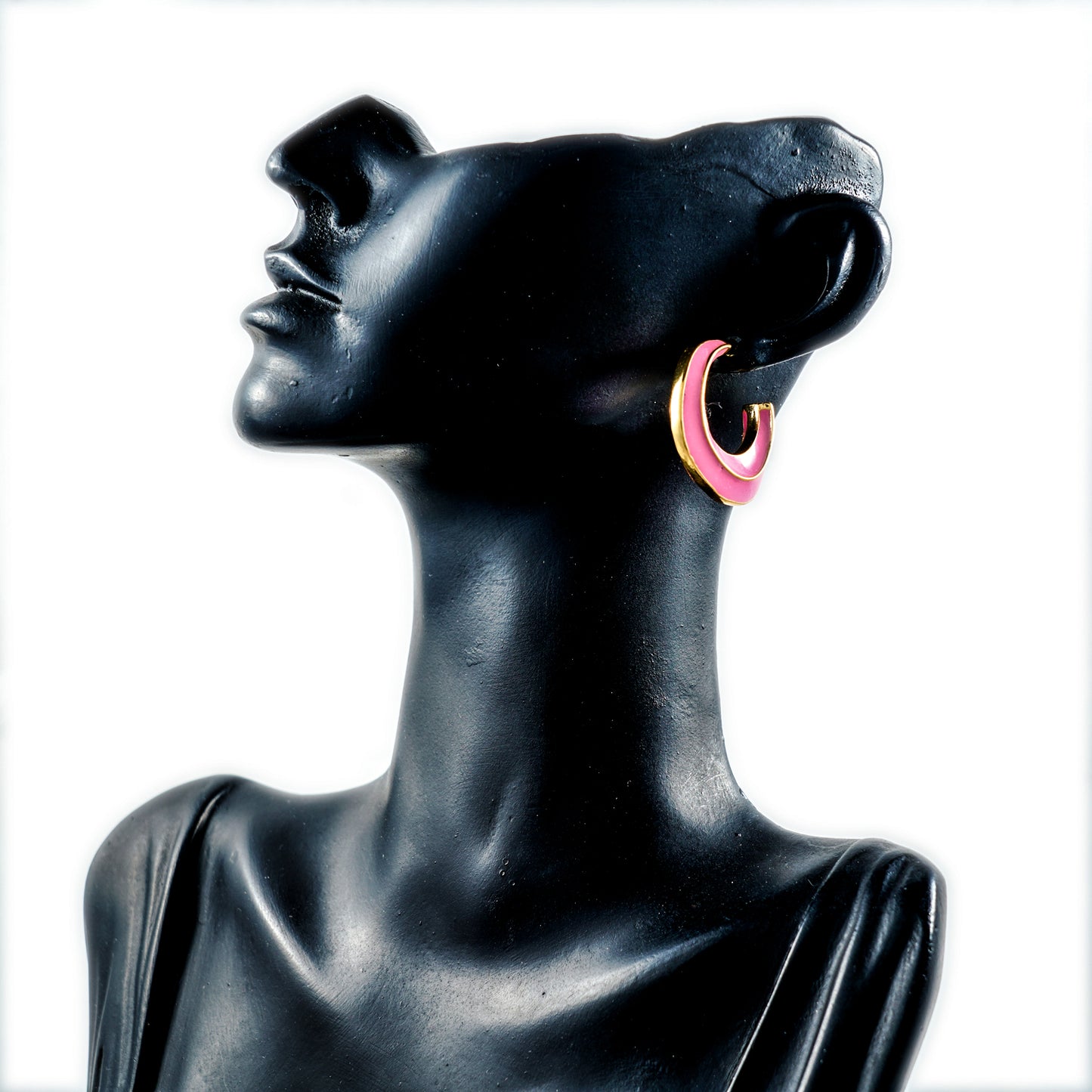 Chic Pink Enamel Hoop Earrings